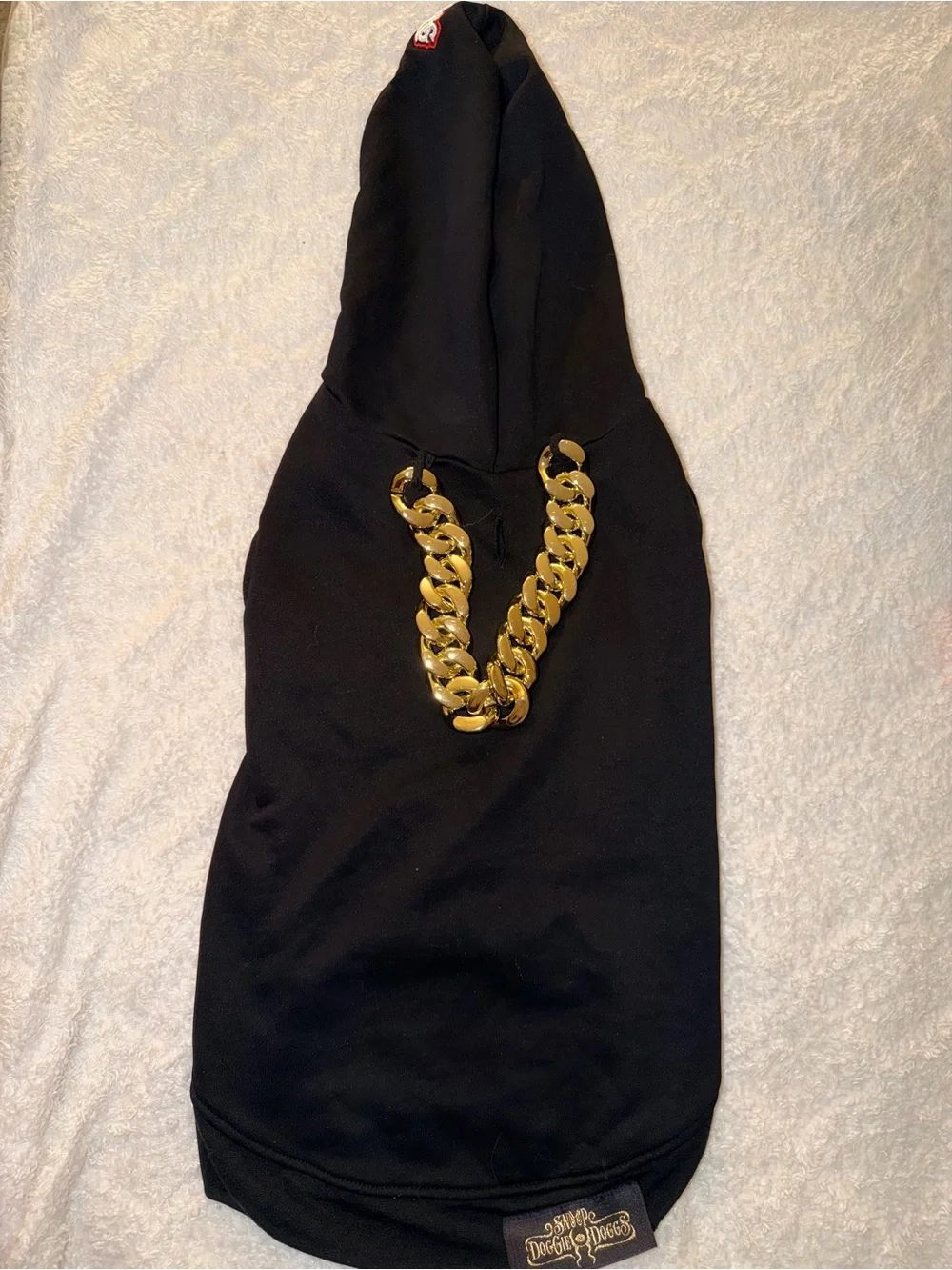 Snoop Dogg Hoodie Costume with Gold Chain for dogs - Black